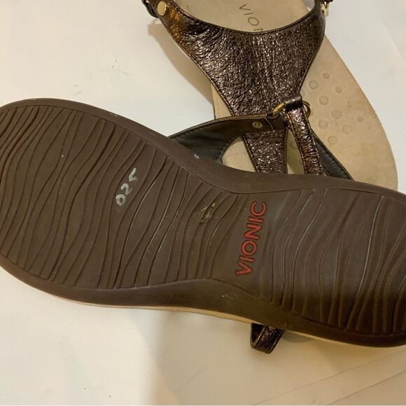 VIONIC Kirra Sandals Rose Gold Metallic Leather size 10/42 - Picture 3 of 6